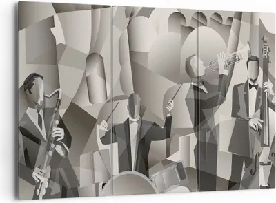 Produktbild von Bild auf Leinwand - Leinwandbild - Jazz Musik Musiker - 165x110cm - Wand Bild - Wanddeko - Leinwanddruck - Bilder - Kunstdruck - Wanddekoration - Leinwand bilder - Wandkunst - CE165x110-4119