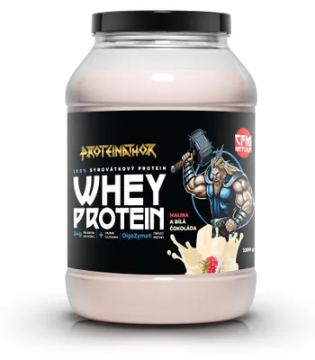 Obrázek produktu pro Proteinathor WPC80 Syrovátkový Protein CFM | 80 % Bílkovin + Digezyme | Malina a bílá čokoláda | 2300 g