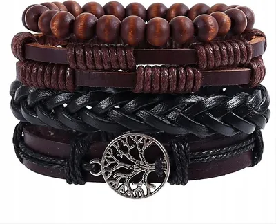 Image de MEN'S ECO LEATHER SET SET 4x LIFE TREE Vintage bracelet