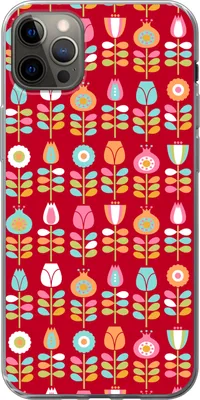 Produktbild von MuchoWow® Handyhülle Schutzhülle Hülle für Telefoonhoesje iPhone 13 Pro Max Muster - Blumen - Retro - Rot Silikon Softcase Handy Hülle - Mobiltelefon
