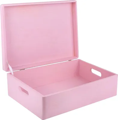 Produktbild von Creative Deco XL Rosa Große Holzkiste Aufbewahrungsbox Spielzeug | 40 x 30 x 14 cm (+/- 1 cm) | Mit Deckel zum Dekorieren Aufbewahren | Mit Griff | Perfekt für Dokumente, Wertsachen und Werkzeuge