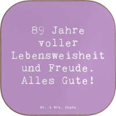 Produktbild von Mr. & Mrs. Panda Untersetzer für Gläser Spruch 89. Geburtstag Freude - Lavendeltraum - Geschenk, Geburtstagsfeier, liebevoll gestaltet, Tassen, 89 Jahre, Coaster, Alter
