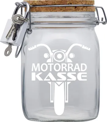 Produktbild von Spardose Geld Geschenk Ideen Motorrad Kasse Transparent Größe L 1 Liter
