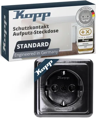 Produktbild von Kopp Aufputz Schutzkontakt-Steckdose 1-fach schwarz