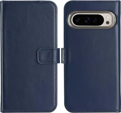 Image de Selencia Bibliothèque en cuir véritable pour Google Pixel 9 / 9 Pro - Bleu