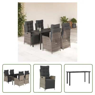 Image de The Living Store Ensemble de jardin 5 pièces avec coussins Gris Poly Rattan