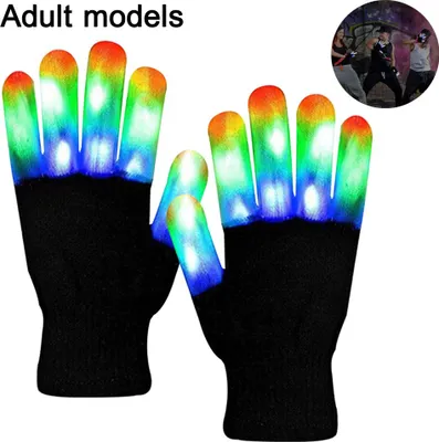 Produktbild von Paar leuchtende LED-Handschuhe – cooles Spielzeug, Geschenk für Kinder, Teenager, Jungen und Mädchen, Weihnachtsstrumpffüller, Gastgeschenke