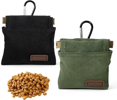 Imagen del producto de Bolsa para snacks para perros, 2 unidades, con mosquetón, compacta, ideal para entrenamiento y actividades al aire libre