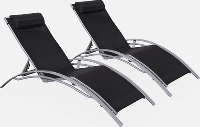 Immagine prodotto di Set 2 sdraio in alluminio textilene multiposizione, Grigio