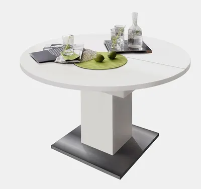 Produktbild von Ausziehtisch Esszimmertisch weiß rund Ø 104 cm