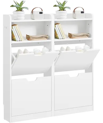 Immagine prodotto di Scarpiera - Scarpiera stretta - 4 ripiani - Bianco - 100 x 17 x 108,5 cm - Per ingresso e corridoio
