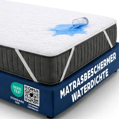 Immagine prodotto di Coprimaterasso impermeabile in cotone, dimensioni 160x200 cm, traspirante, per letto, protezione dall'umidità, antiacaro, ipoallergenico, antibatterico, con angoli elasticizzati