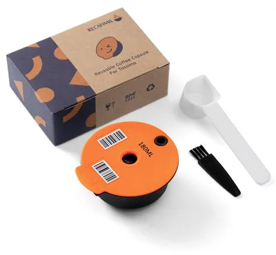 Produktbild von Wiederverwendbare Kaffeekapseln für Kaffeeautomaten - 180 ml, mit Löffel und Bürste
