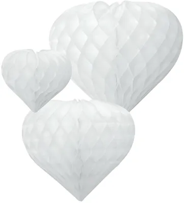 Image de Décorations en forme de cœur, roses blanches, pour mariage ou communion, lot de 3