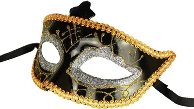 Produktbild von HAAC venezianische Augenmaske Maske mit Glitzern Farbe schwarz silber Fasching
