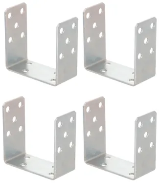 Produktbild von Aqbau 4er Set U-Pfostenträger zum Aufschrauben 150 mm –Pfostenanker aus verzinktem Stahl 4 mm, Bodenanker für Holzpfosten, für Zaun, Pergola, Terrasse