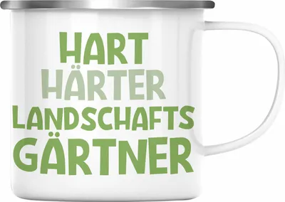 Produktbild von Trendation - Hart Härter Landschaftsgärtner Emaille Tasse mit Spruch Garten Hobbygärtner Gärtner Geschenk Lustig Gärtnerin Geschenkidee (Silber)