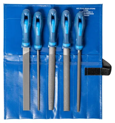 Produktbild von PFERD Schlüsselfeilen-Set mit Holzheft 6-tlg. 100mm Hieb 2 für filigrane Feilarbeiten (265 B), Datensatz, Aluminium, Messing, Eisenguss, Gussstahl, Kupfer, Stahl, Zink, Holz, Holz, 200 mm, Deutschland