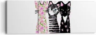 Produktbild von Bild auf Leinwand - Leinwandbild - Katzen Blumen Tiere - 90x30cm - Wand Bild - Wanddeko - Wandbilder - Leinwanddruck - Bilder - Kunstdruck - Wanddekoration - Leinwand bilder - Wandkunst - CA90x30-2891