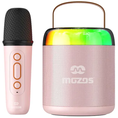 Imagen del producto de MOZOS MK-PINK: Micrófono de karaoke rosa con altavoz Bluetooth para niños
