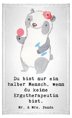 Produktbild von Mr. & Mrs. Panda handtuch baumwolle Ergotherapeutin Herz - Weiß - Geschenk, Ausbildung, gästetuch frottee, Gästehandtuch 30x50, frottierhandtuch, Witzig, Lustig, Beruf