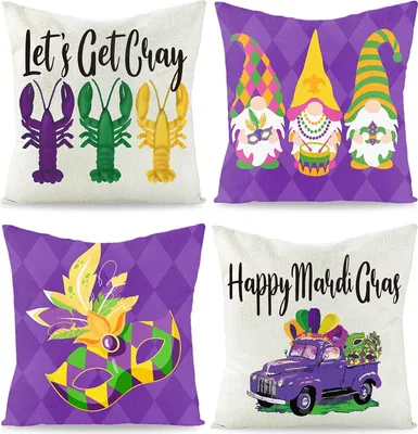Image de WATINC 4 coussins de carnaval, décorations de carnaval 45x45cm