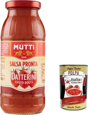 Produktbild von 24x Mutti Salsa Pronta Pomodoro Datterini sauce,Tomatensauce 100% Italienisch 300g + Italian Gourmet polpa 400g