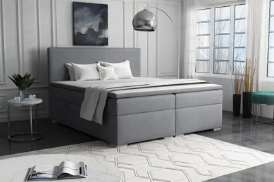 Produktbild von Boxspringbett Schlafzimmerbett SOREL 200x200cm Stoff Soro Grau