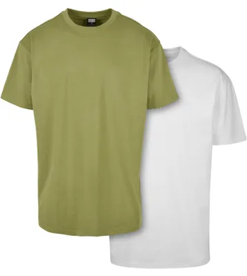 Immagine prodotto di Urban Classics TB1778A | Maglietta oversize pesante da uomo - 2 pezzi - Colore: newolive+bianco - Taglia: S