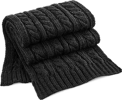 Immagine prodotto di Beechfield B499 | Sciarpa in maglia a cavo melange - Colore: Nero - Dimensioni: 168 x 27 cm