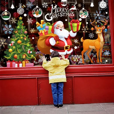 Productafbeelding van Raamstickers kerst - Kerstman, sneeuwpop en rendier - 140 motieven - 4 vellen