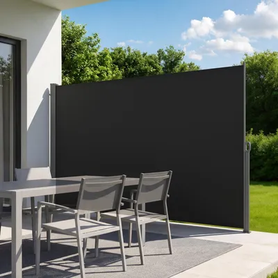 Image de Auvent latéral VEVOR extensible 180 x 300 cm, store latéral en tissu polyester 180 g/m², auvent mural, protection contre le vent, protection solaire, brise-vue, séparateur d'espace pour jardin, balcon, piscine, terrasse, noir