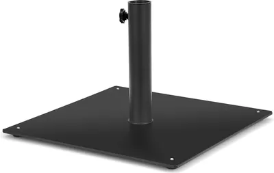Produktbild von GOPLUS Quadratischer Gartenschirmständer, wetterfester Sonnenschirmständer für 4 & 5 cm Schirmstangen, Terrassenschirmhalter mit verstellbare Pads (Schwarz, mit Füßen)