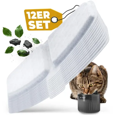 Produktbild von GoKat – Ersatzfilter für Katzenbrunnen, 12 Stück Filter für Trinkbrunnen, doppelschichtig, kompatibel mit Brunnen, Katzen Trinkbrunnen Zubehör