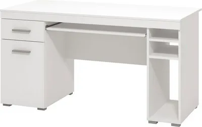 Produktbild von Dmora Schreibtisch Massafra 145x66x76h cm Weiß Matt, eine Schublade, 5 Regale