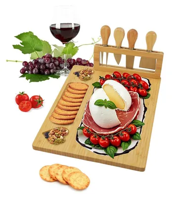 Immagine prodotto di Set per taglieri di formaggio con coltelli, tagliere in legno personalizzato, design a cuore, set regalo per la casa, inaugurazione, Natale, matrimonio, compleanni, anniversari