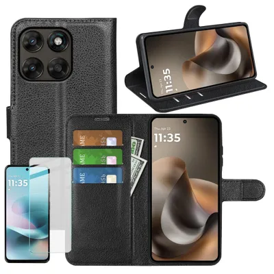 Produktbild von Handy Hülle Schutzglas Set für Motorola Moto G67 / Moto G77 Klapphülle 9H Glas