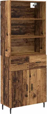 Productafbeelding van Hoge kast Oud Hout 69,5 x 34 x 180 cm Geengineerd Hout en Glas
