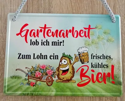 Produktbild von Lustiges Hängeschild Gartenarbeit lob ich mir Blechschild Garten, Gärtner witzig Spaß