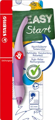 Produktbild von STABILO - Ergonomischer Tintenroller für Rechtshänder - EASYoriginal Pastel in Schimmer von Lila - Einzelstift - Schreibfarbe blau (löschbar) - inklusive Patrone