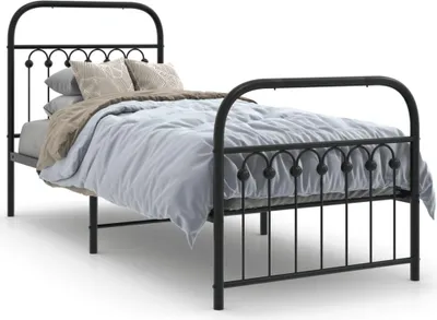 Zdjęcie produktu dla Łóżko Metalowe Czarne Rama Łóżka Ze Stelażem Sofa Do Sypialni Pokoju 75x190 cm