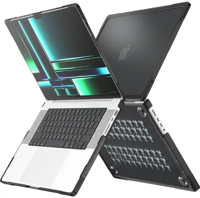 Produktbild von Mobigear Stoßfeste Schutzhülle für MacBook Pro 14 Zoll (2021-2026), Hartschalenhülle, MacBook Case - Schwarz - Modell A2442 / A2779 / A2918 / A2992 / A3401 / A3112 / A3434 / A3427 / A3426