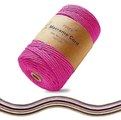 Zdjęcie produktu dla Przędza makrama bawełniana 3 mm 200 m sznurek naturalna do rękodzieła
