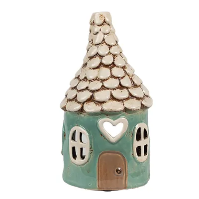 Immagine prodotto di Clayre & Eef Portacandele House Ø 11x20 cm in Vetroceramica verde