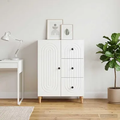 Image de Buffet à tiroirs vidaXL, blanc, 66 x 34,5 x 90 cm, aggloméré