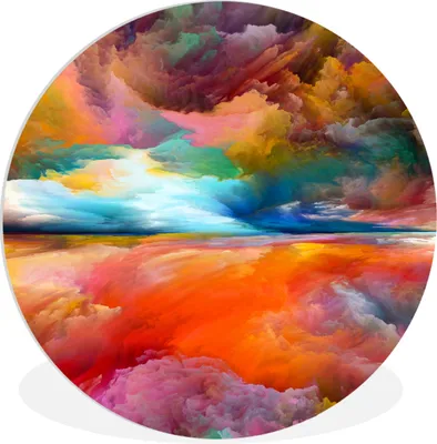 Produktbild von MuchoWow® Rundes Wandbild - Runde Bilder Gemälde - Ölgemälde - Abstrakt - Wolken Ø 30 cm Kreis Wanddekoration Kunststoff - Wandkreis - Wandschmuck - Schlafzimmer - Bilder - Der Kreis - Kunst für die Wohnung - Plastik - Kunstdruck - Wandbild