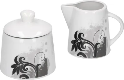 Produktbild von 2tlg. Set Milchkännchen 22cl & Zuckerdose 26cl Black Flower