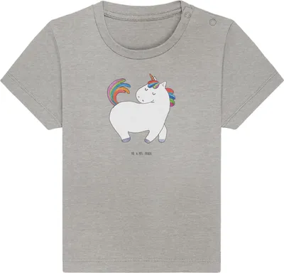 Produktbild von Mr. & Mrs. Panda  T-Shirt Einhorn Stolzieren 0. - 6. Monat - Heather Grey - Geschenk, Unicorn, Baby Shirt, Einhörner, Kleinkind, Anders, Pferd, Babyshirt
