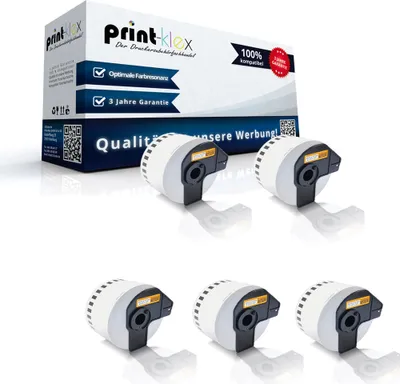 A product shot of multiple label rolls with a box in the background.