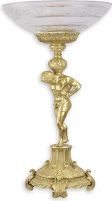 Produktbild von Eine Glasschale mit Bronzebeschlägen auf einem Ständer Replikat Retro Design Dekoration